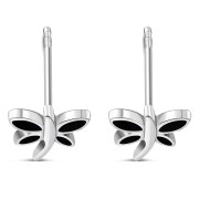 Butterfly Stud Black Onyx Sterling Silver Earrings - e349